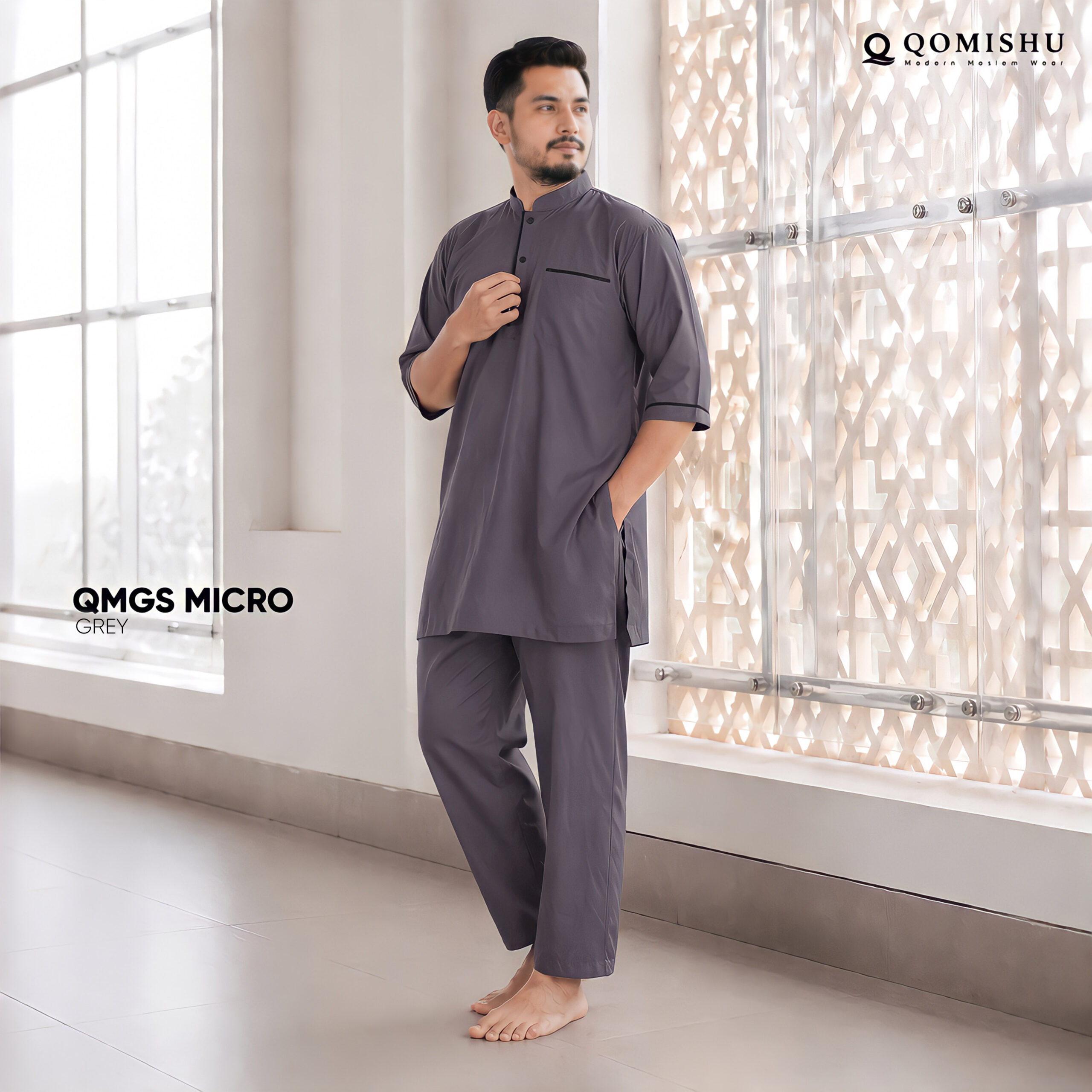 Gamis Setelan Pria QMGS Micro Grey